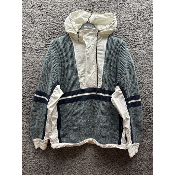 Diesel Black Label Knitted Half-Zip Drawstring Hooded Jacket Mens Size L‎